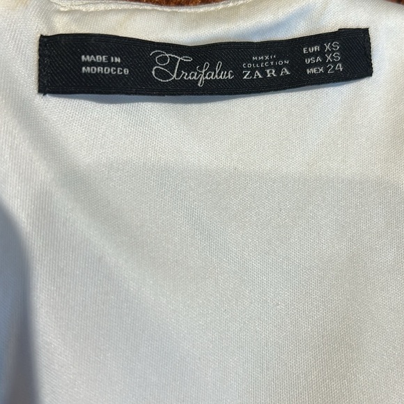 Zara Trafaluc Women’s Dress Sz XS Off White Formal Mini ST1925 Beaded Patches - Picture 6 of 9